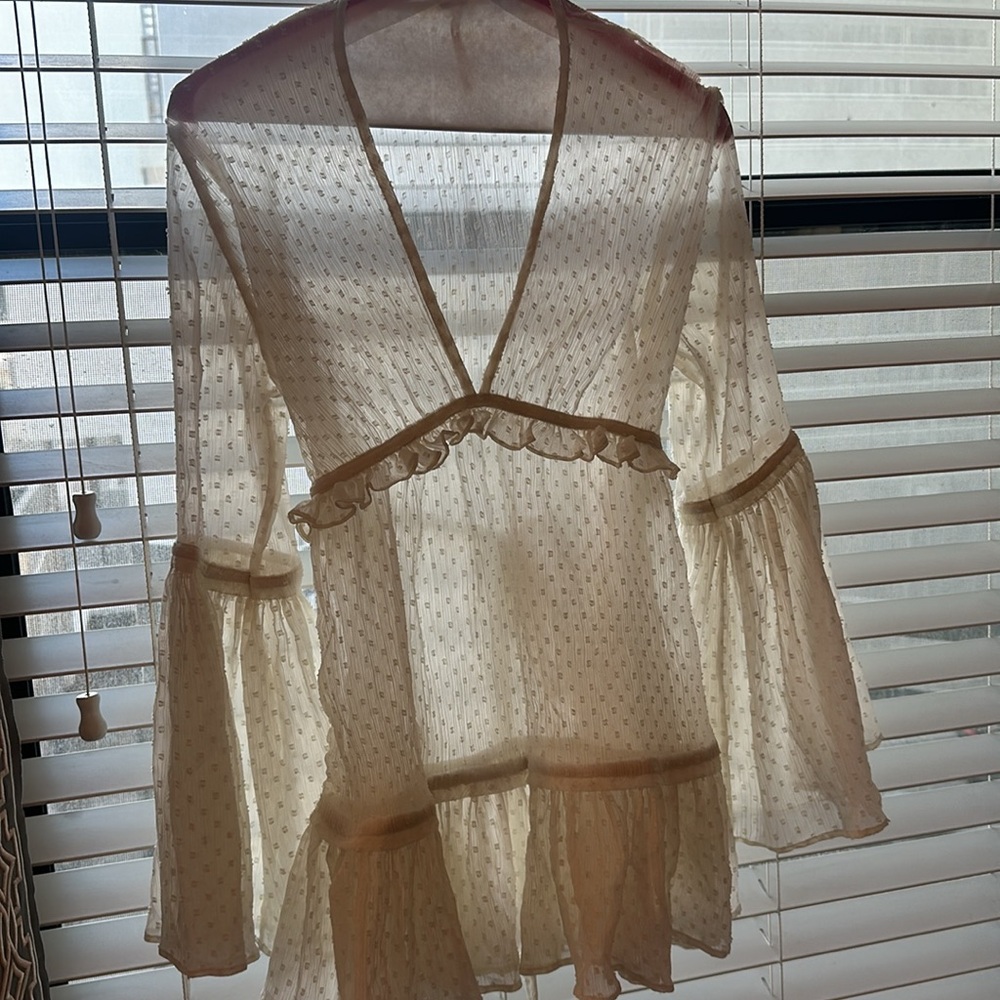 Freepeople sheer lace top with bell sleeves